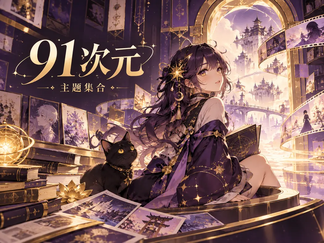 次元文化主题的原创几何插画